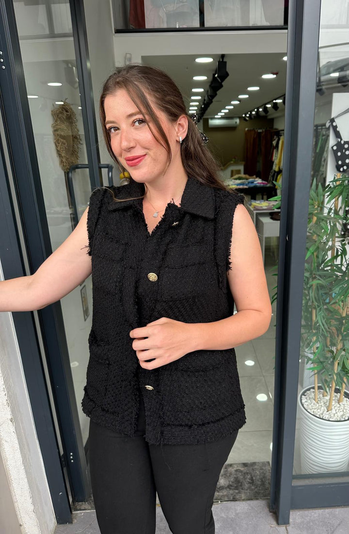 Chanel Kumaş Siyah Yelek