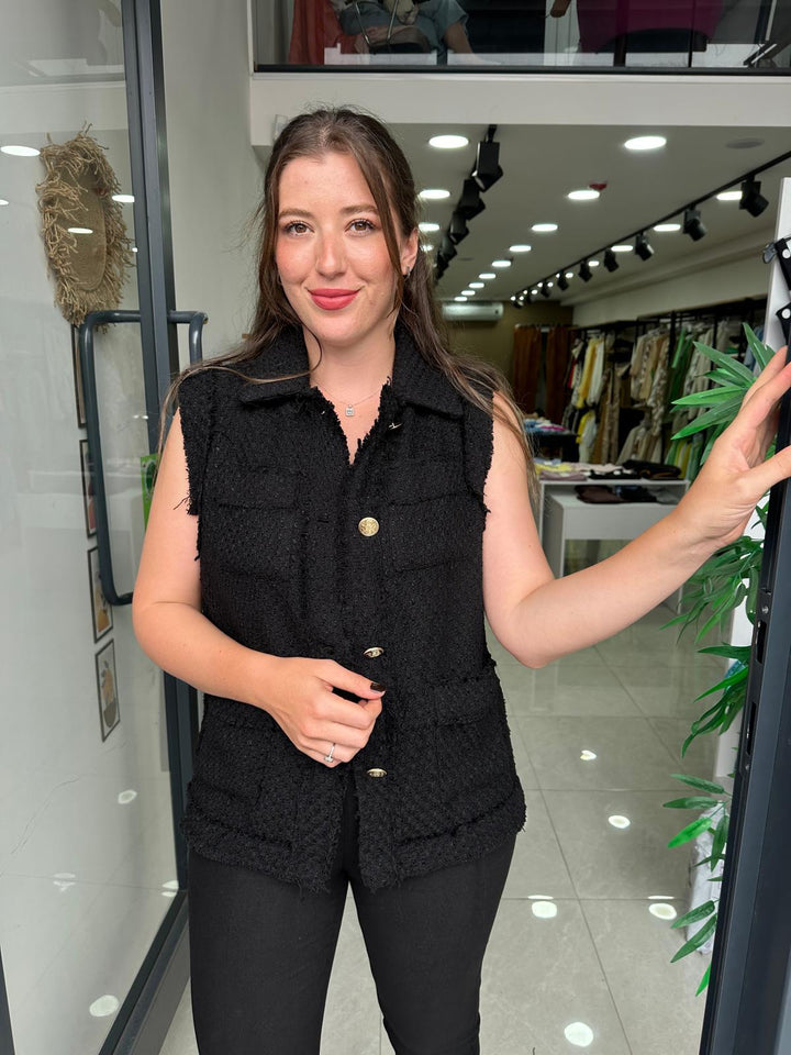 Chanel Kumaş Siyah Yelek