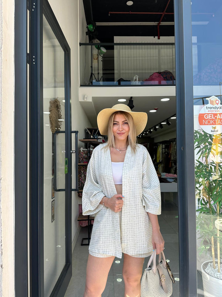 Çizgili Kimono Takım