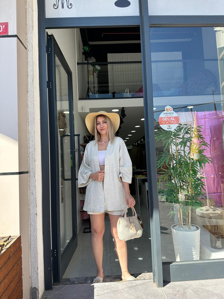 Çizgili Kimono Takım