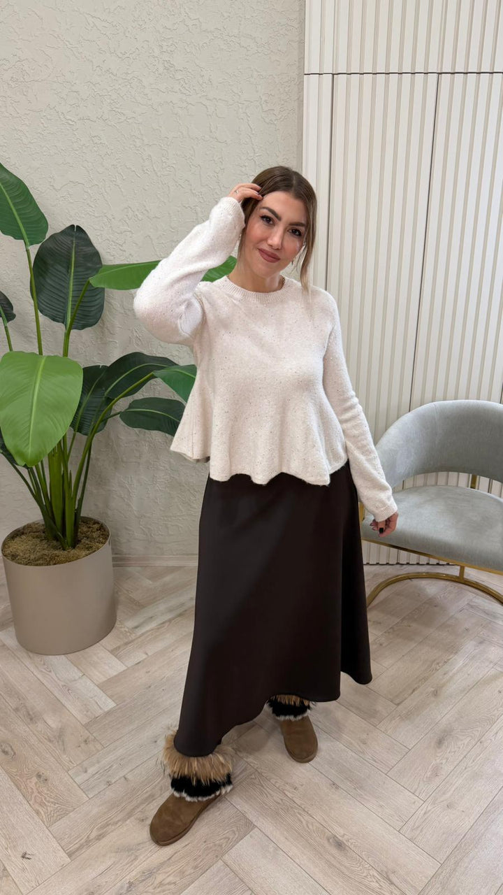 DİLVİN KREM PAYETLİ KAZAK