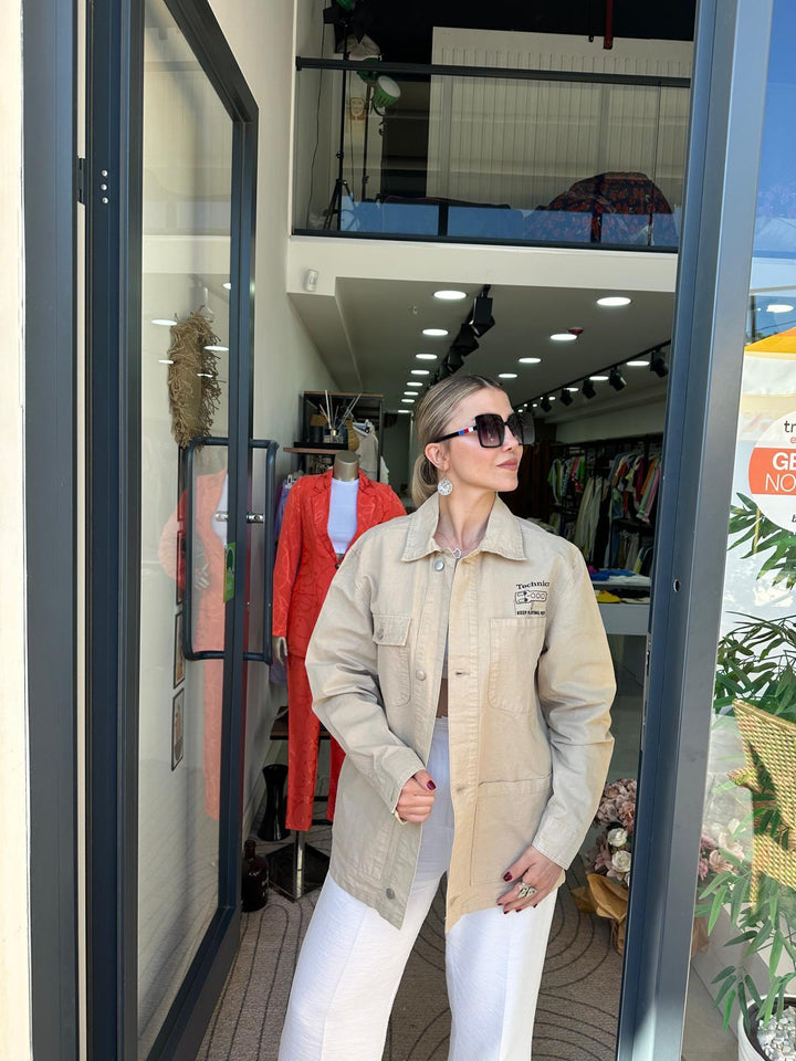 Gabardin Baskılı Ceket