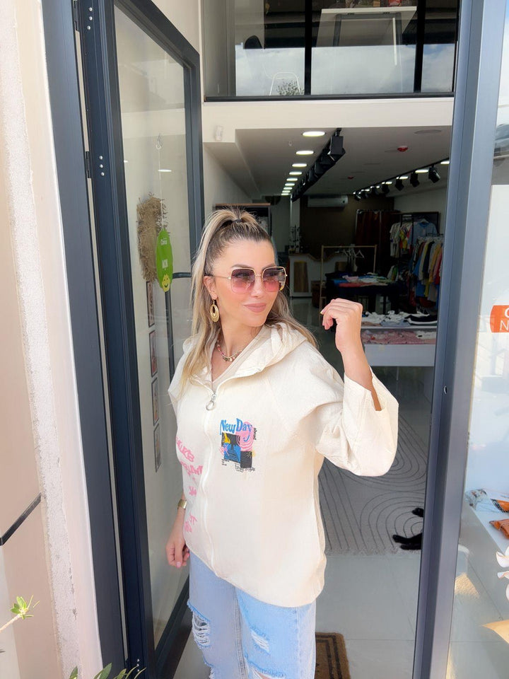 Gabardin Baskılı Ceket