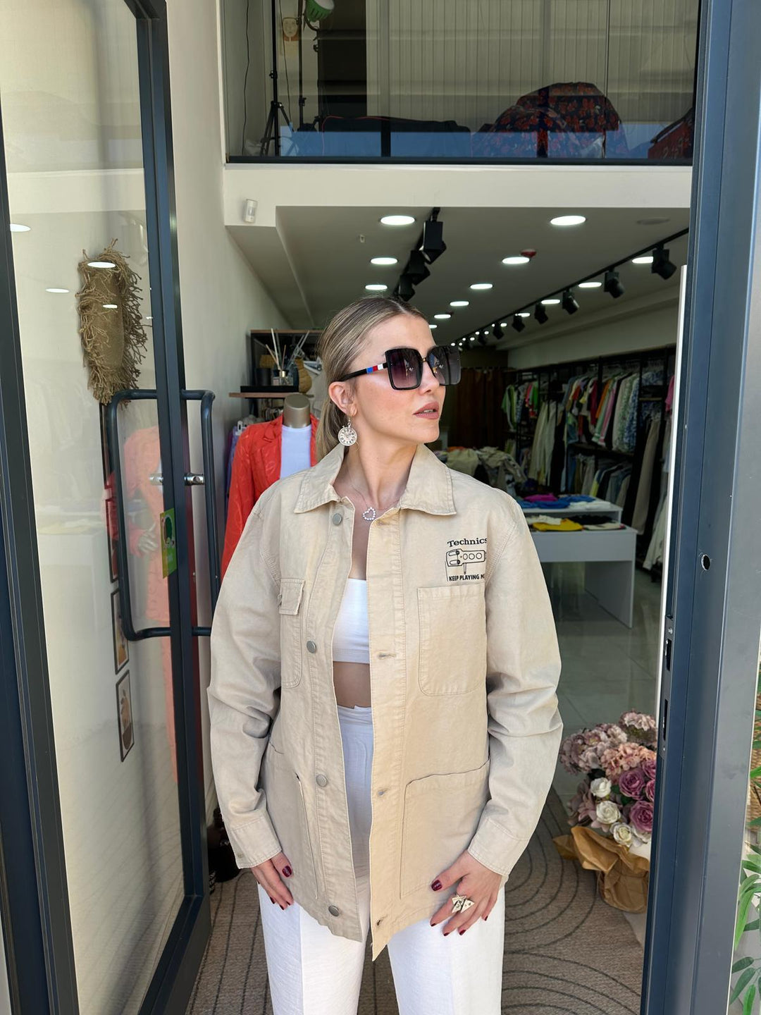 Gabardin Baskılı Ceket
