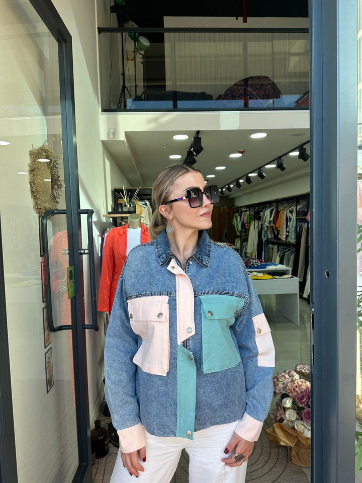 Gabardin-Denim Kombinli Ceket