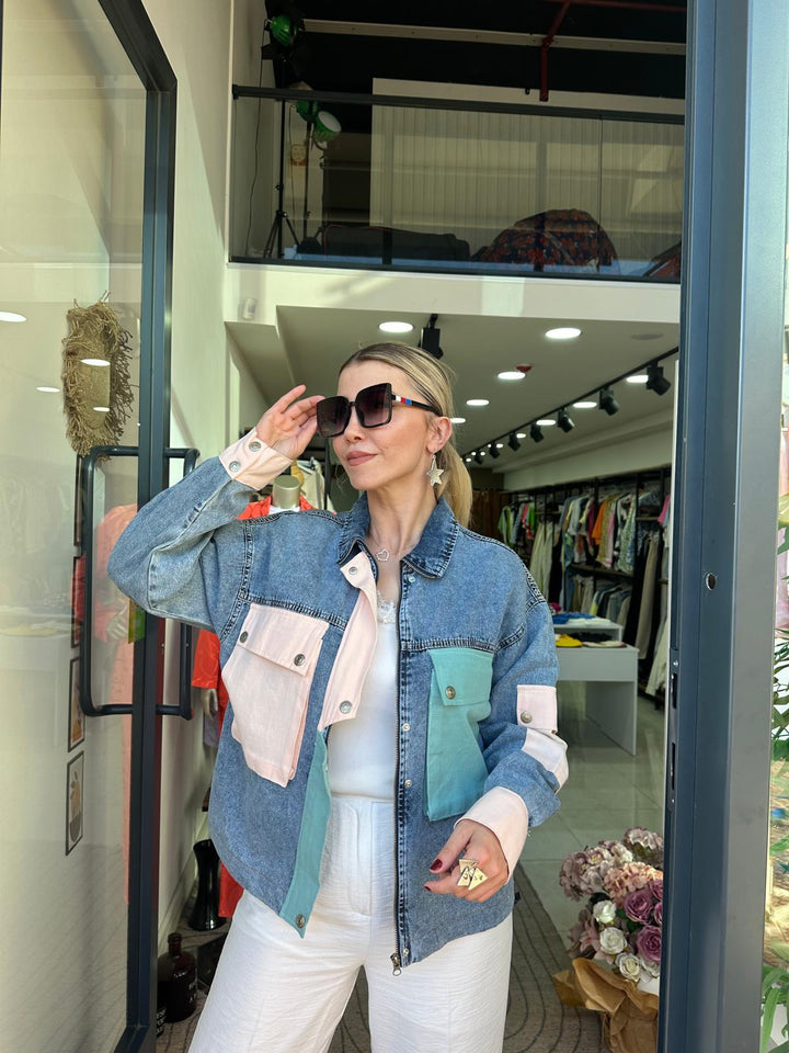 Gabardin-Denim Kombinli Ceket