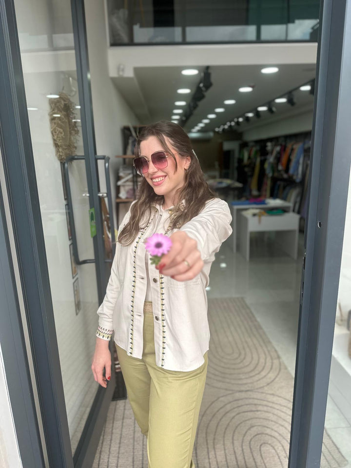 Gabardin Kemer Detaylı Yeşil Pantolon