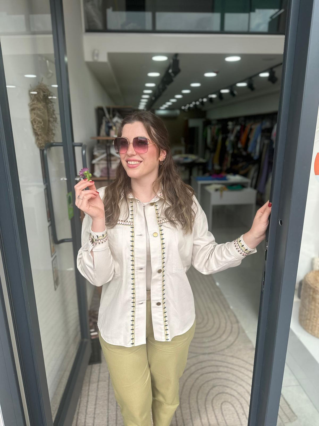 Gabardin Kemer Detaylı Yeşil Pantolon