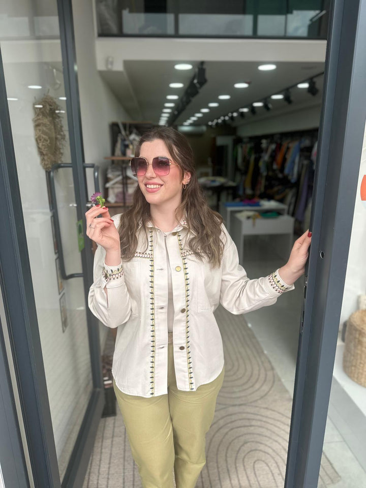 Gabardin Kemer Detaylı Yeşil Pantolon
