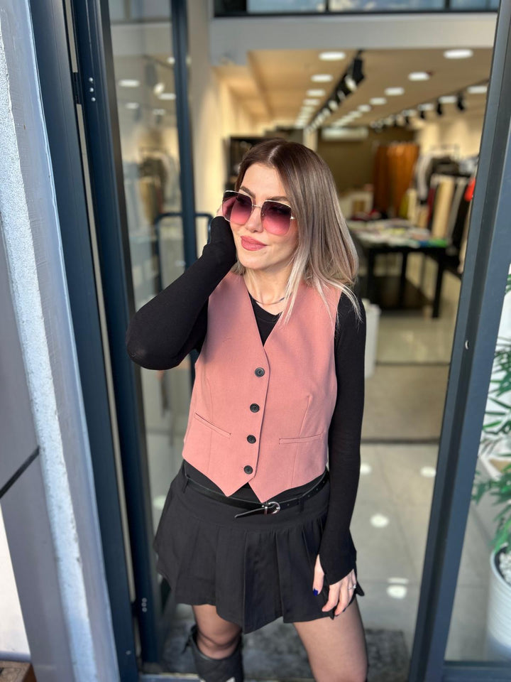 SİYAH PİLELİ ETEK SHORT