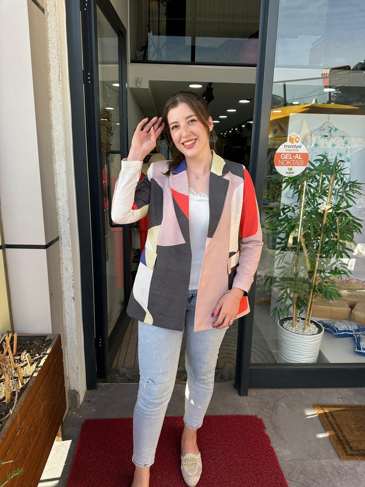 Keten Desenli Blazer