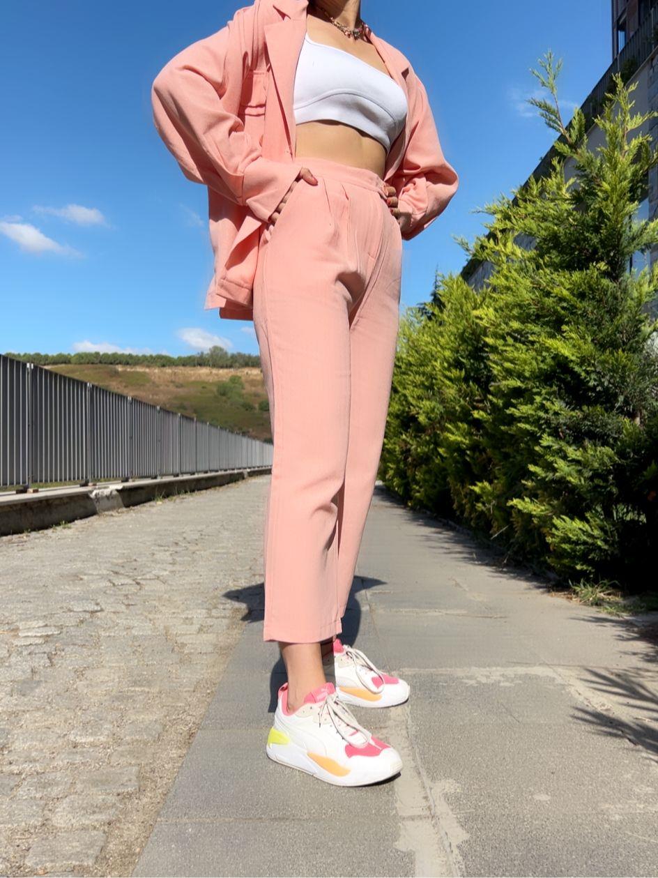 Keten Pembe Pantolon