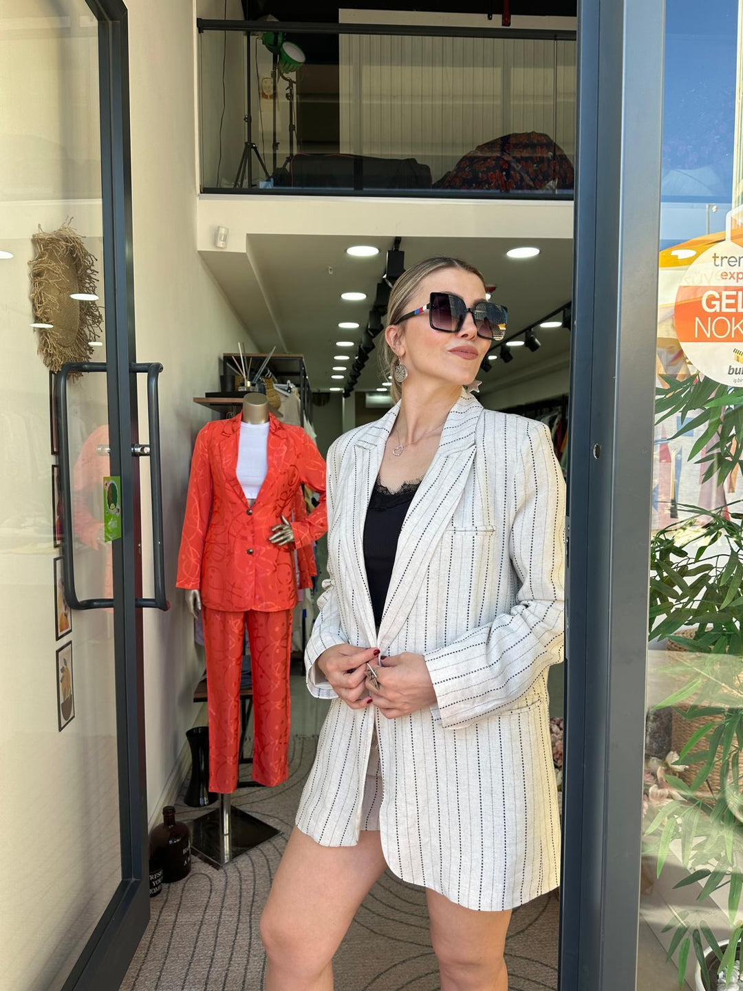 Keten Punto Dikiş Detaylı Blazer