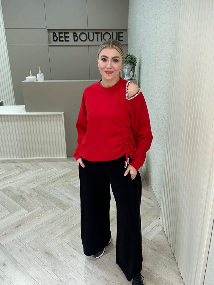 KLN MODAL TENCEL KUMAŞ TAŞ DETAYLI BLUZ