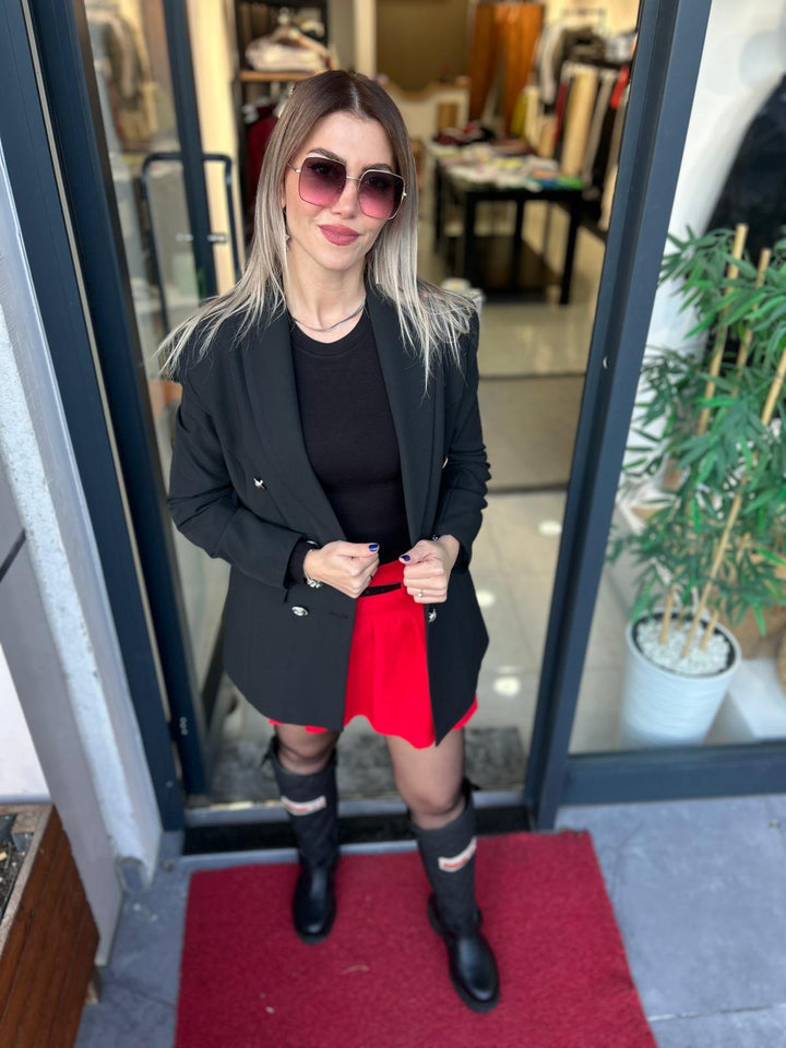 KIRMIZI PİLELİ ETEK