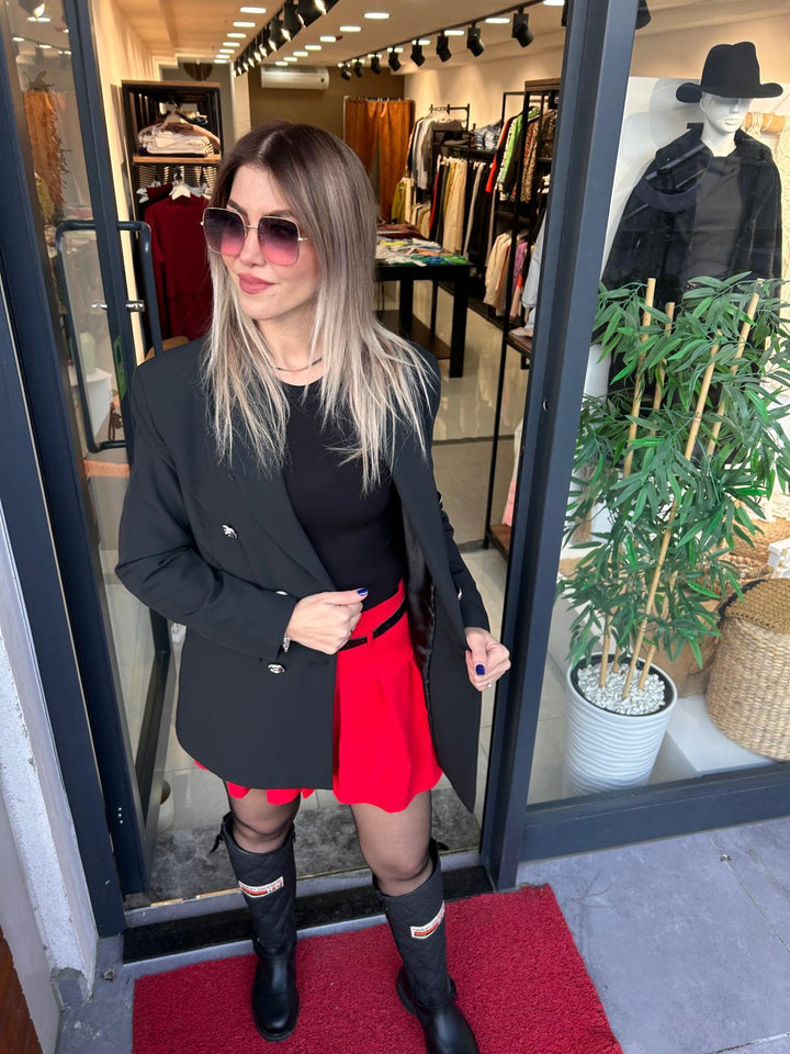 KIRMIZI PİLELİ ETEK