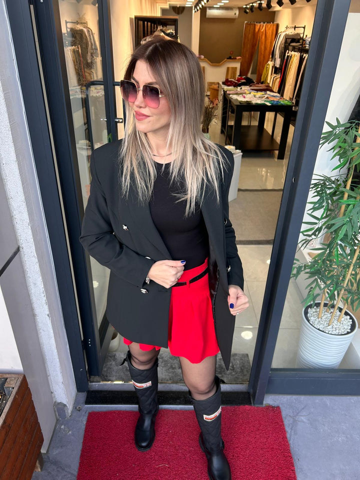 KIRMIZI PİLELİ ETEK
