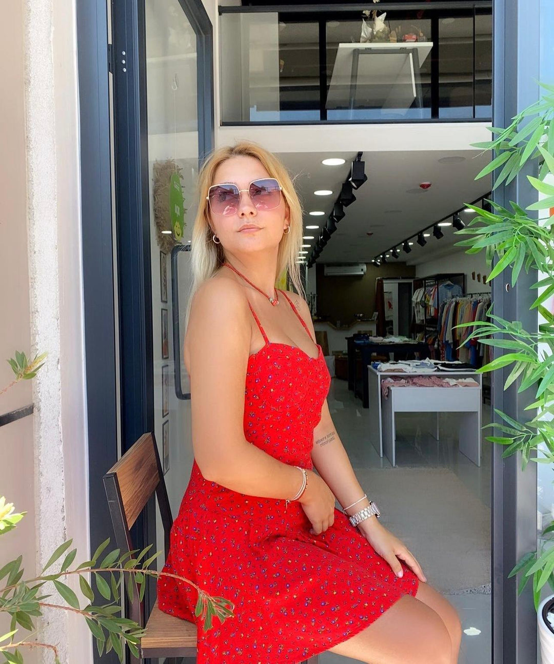 Kırmızı Poplin Elbise