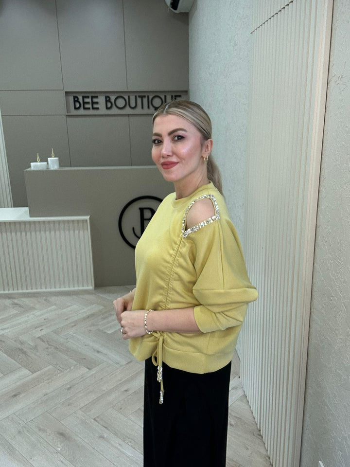 KLN MODAL TENCEL KUMAŞ TAŞ DETAYLI BLUZ