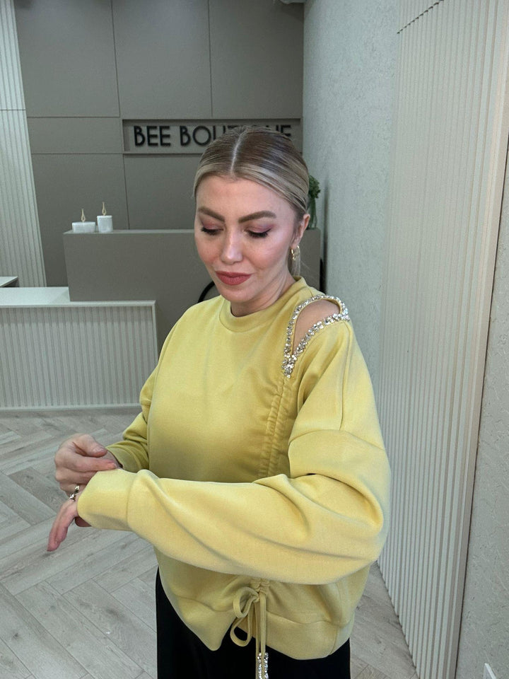 KLN MODAL TENCEL KUMAŞ TAŞ DETAYLI BLUZ