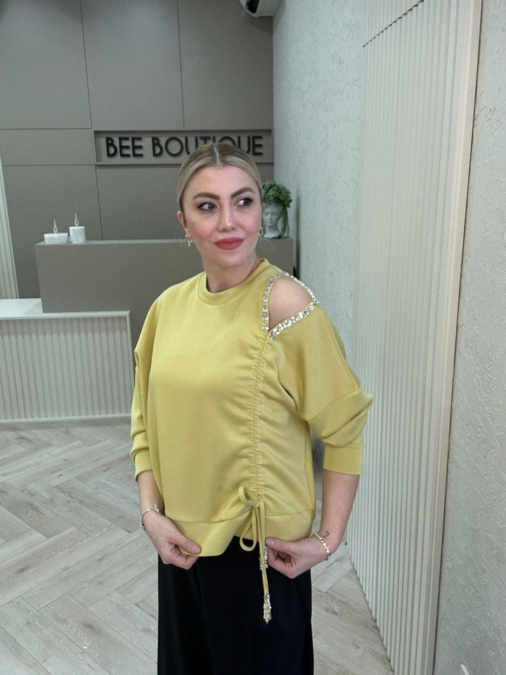 KLN MODAL TENCEL KUMAŞ TAŞ DETAYLI BLUZ