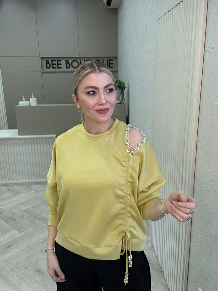 KLN MODAL TENCEL KUMAŞ TAŞ DETAYLI BLUZ
