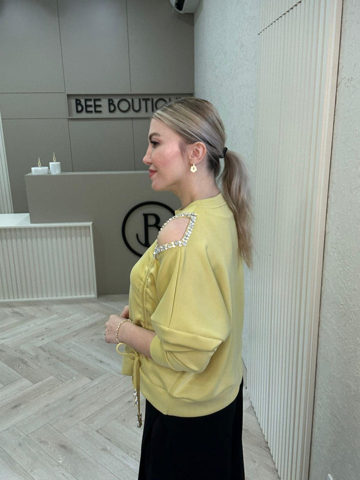 KLN MODAL TENCEL KUMAŞ TAŞ DETAYLI BLUZ