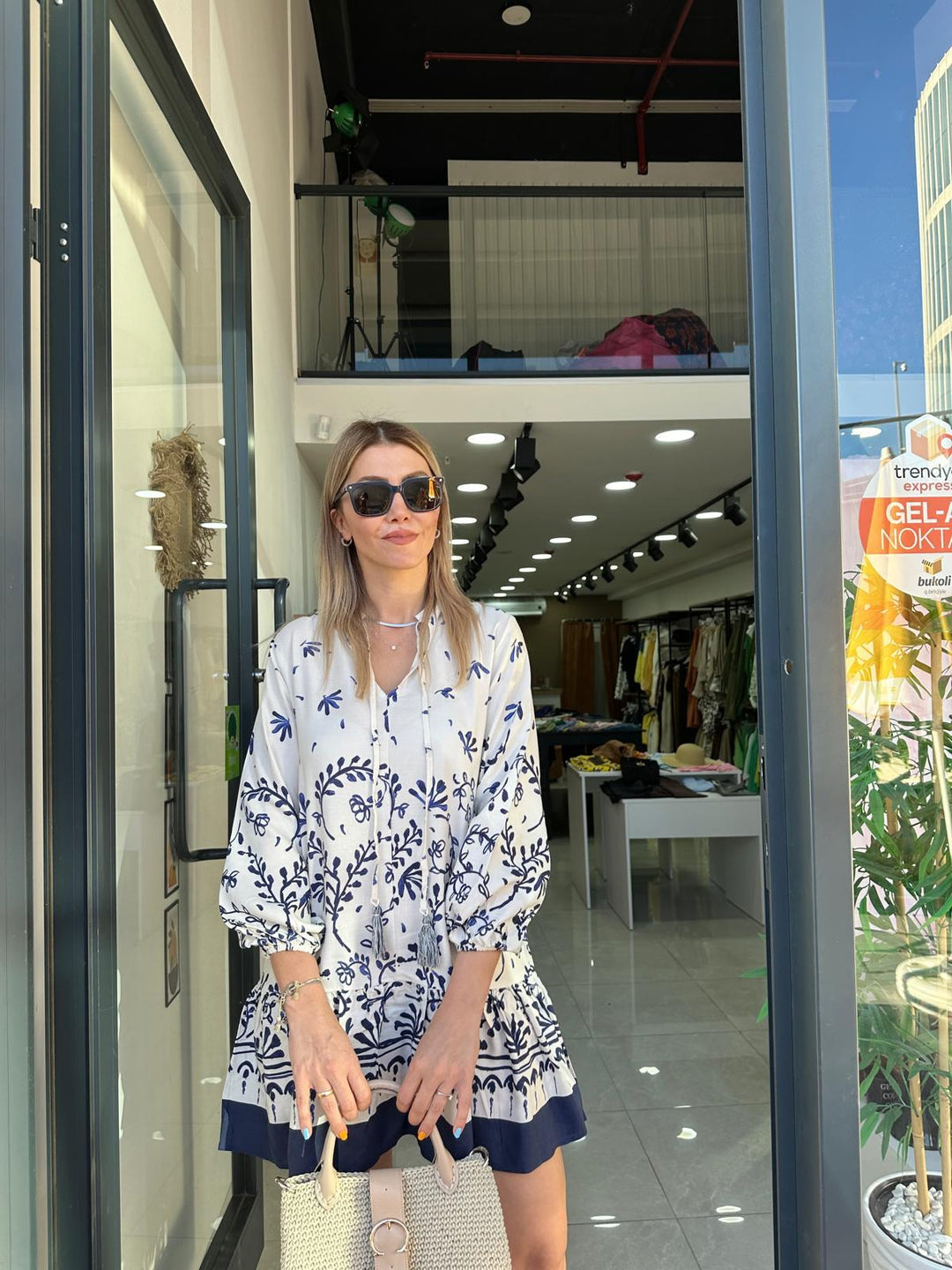 Lacivert Poplin Elbise