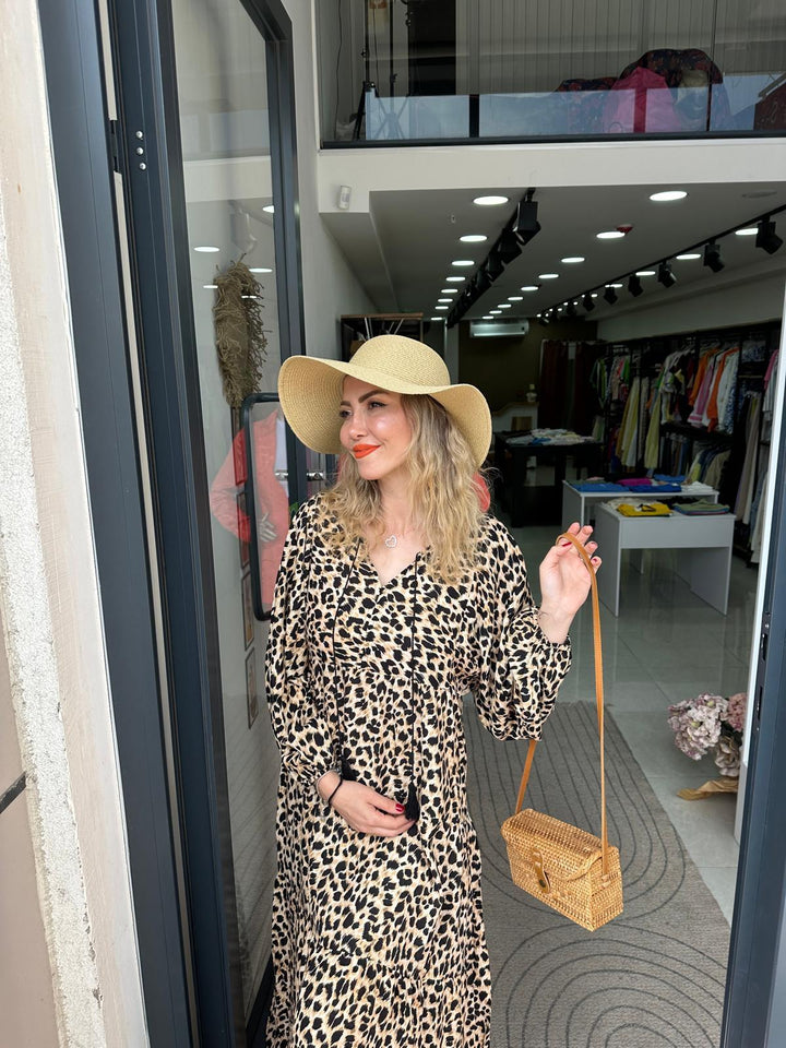 Leopar Desenli Elbise