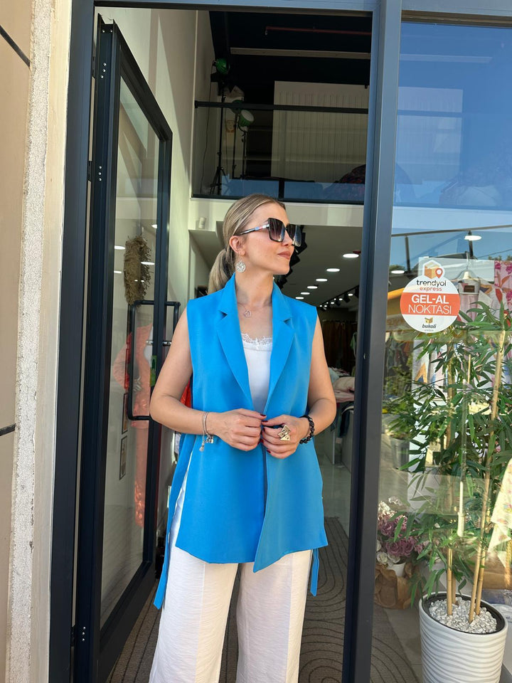 Mavi Krep Yelek