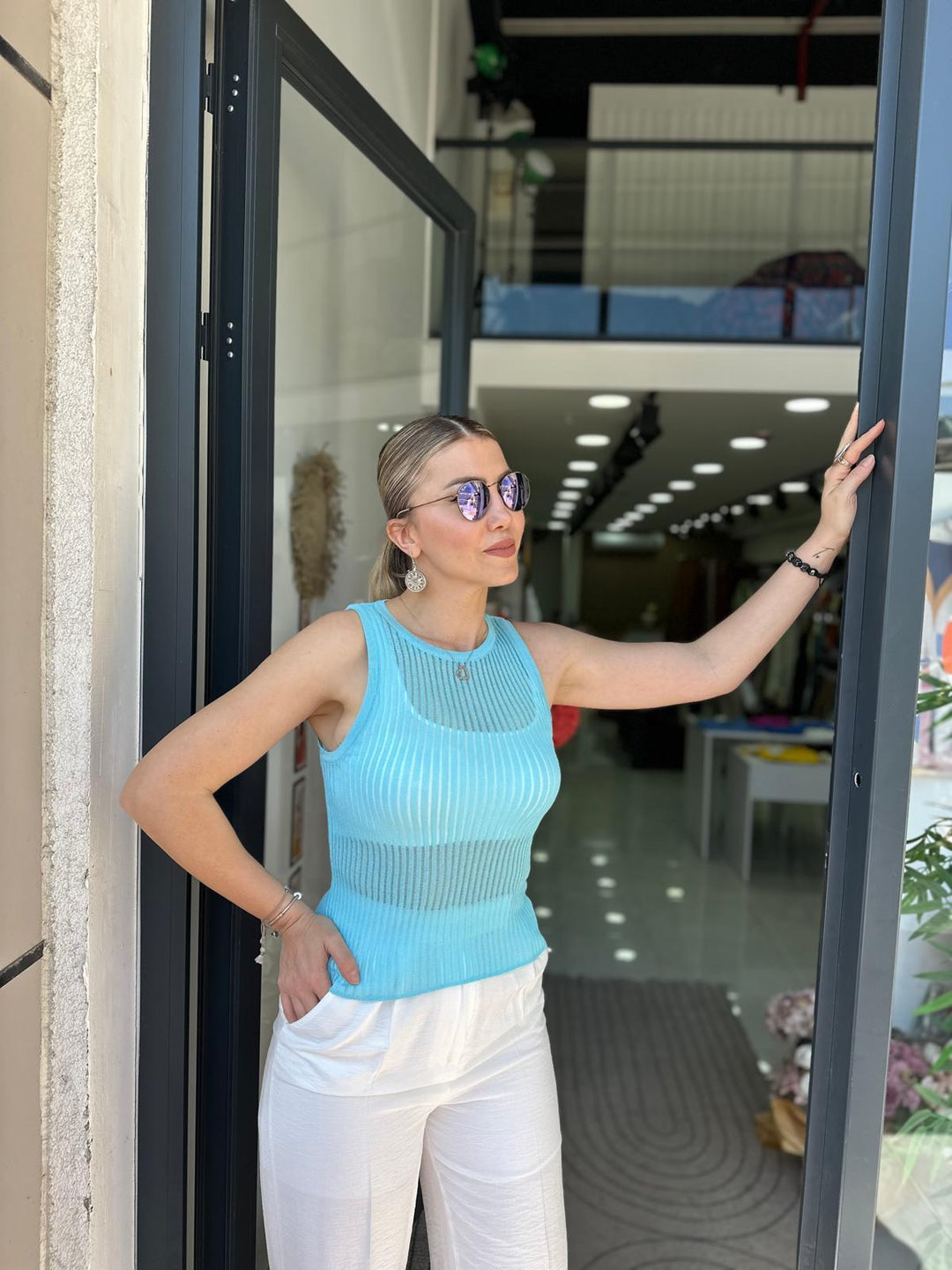 Mavi Transparan Triko