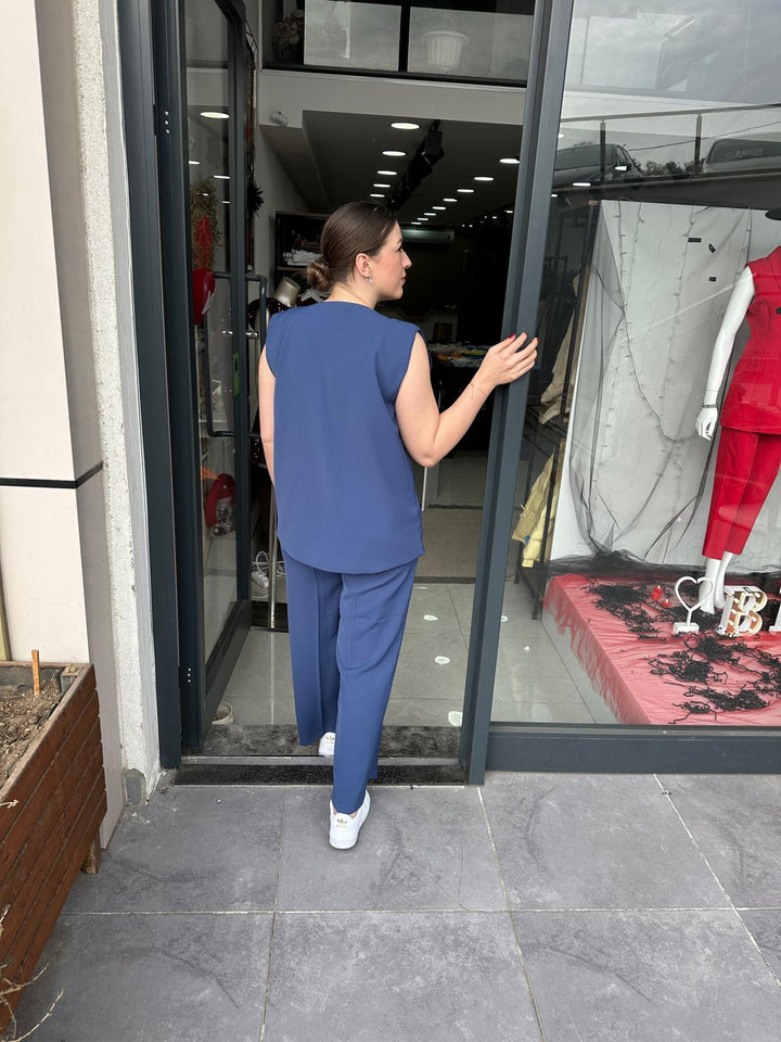 Yelekli Krep Kumaş Takım