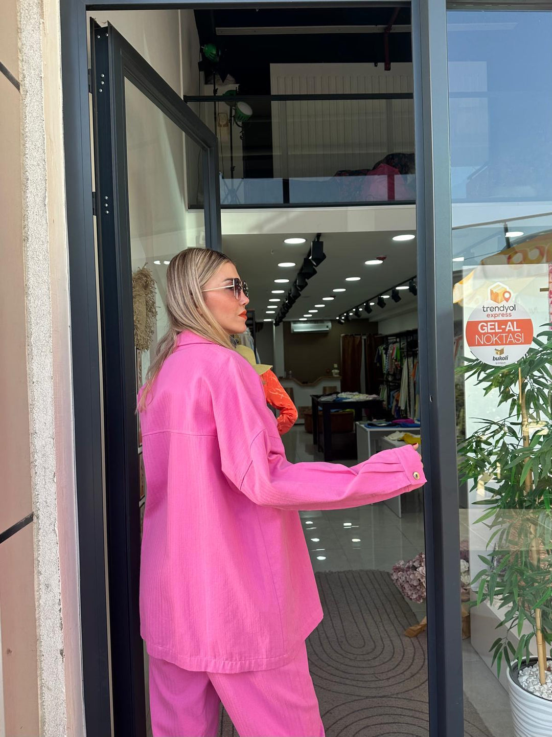 Pembe Gabardin Takım