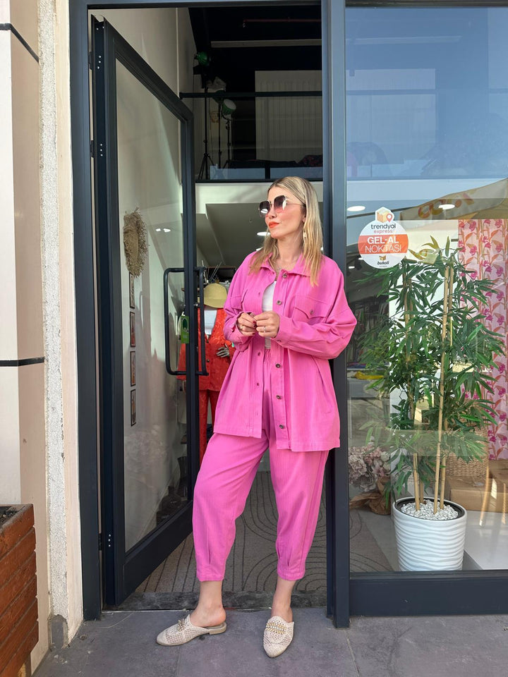 Pembe Gabardin Takım