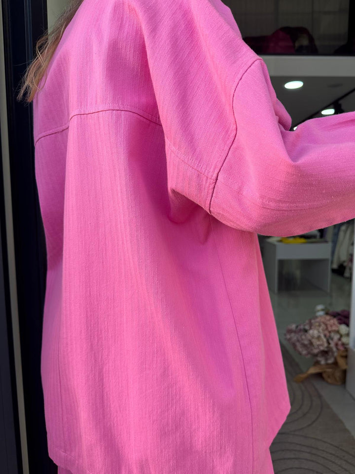 Pembe Gabardin Takım