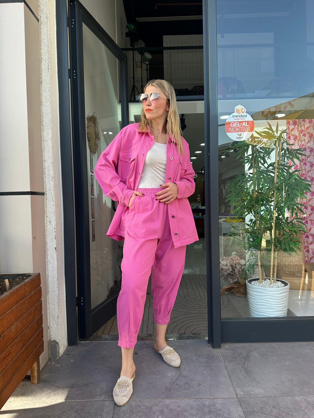Pembe Gabardin Takım