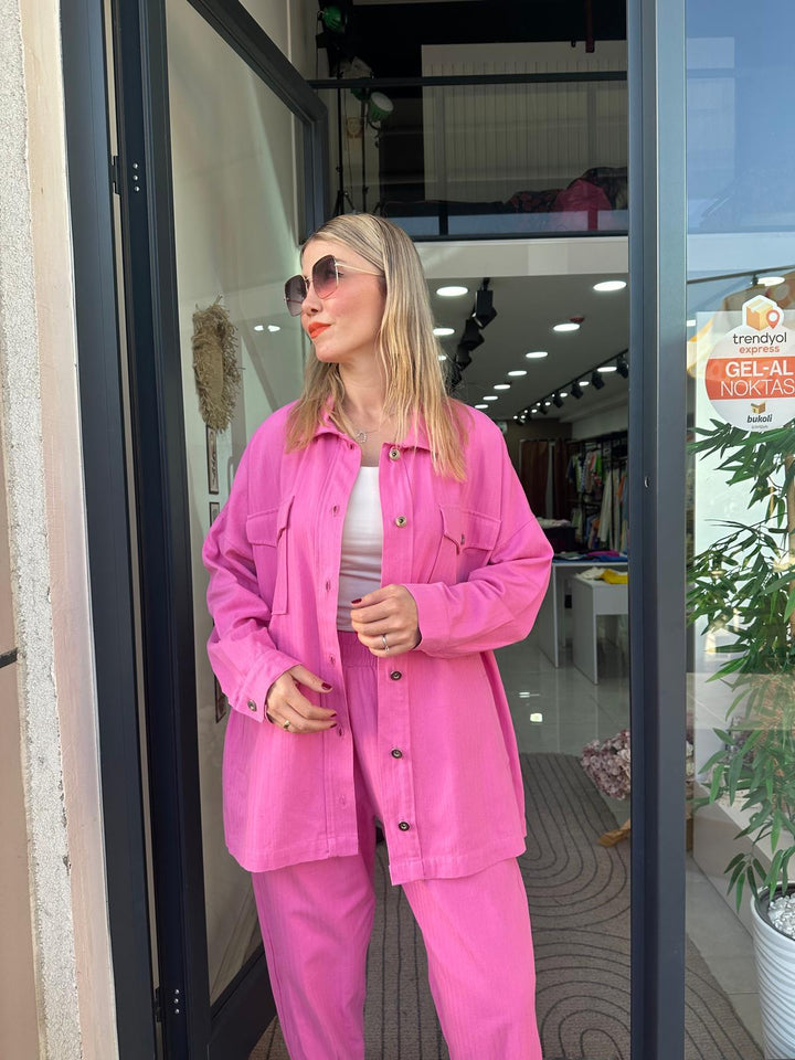 Pembe Gabardin Takım