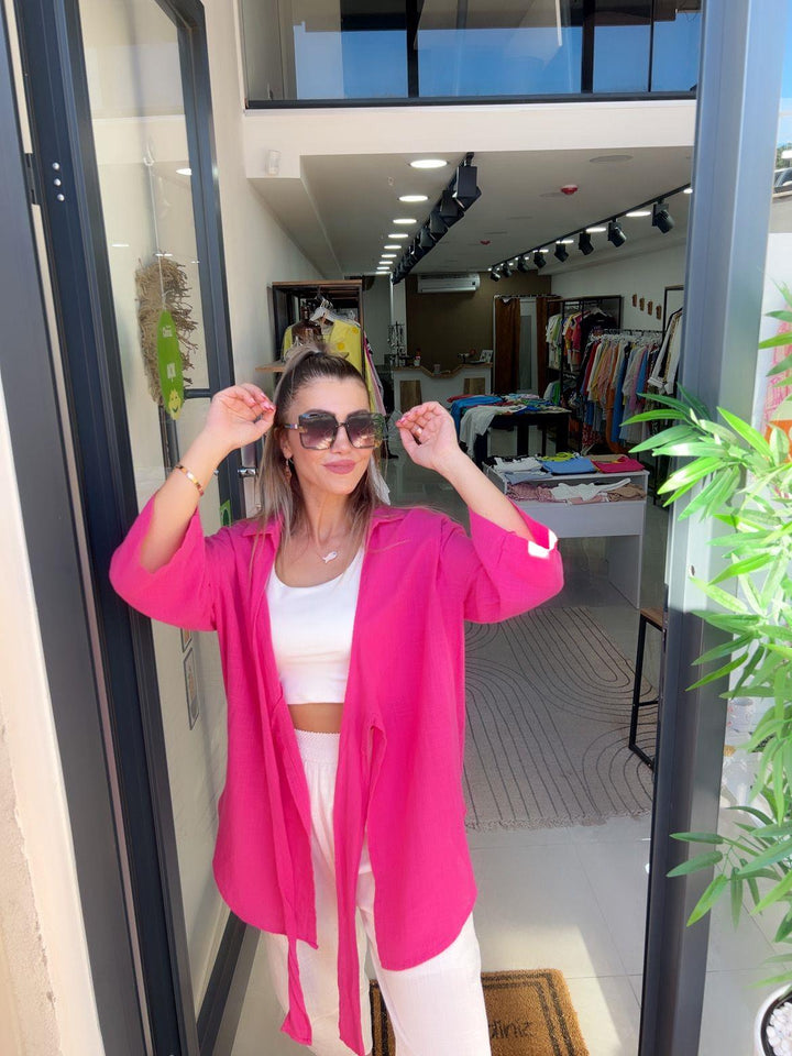 Pembe Keten Kimono