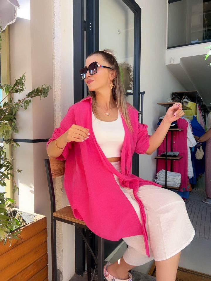 Pembe Keten Kimono