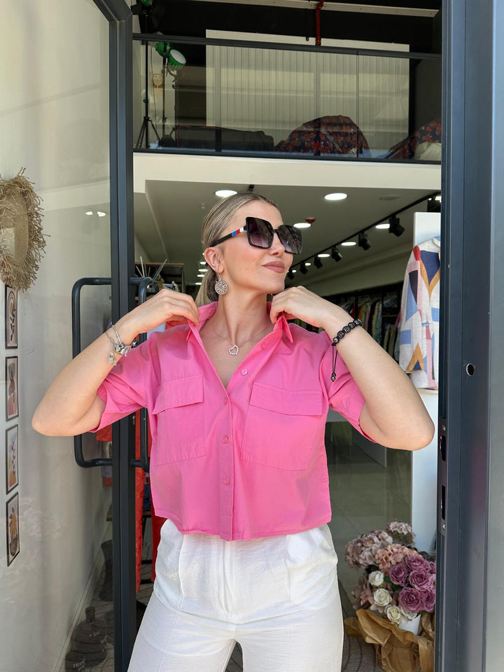 Pembe Poplin Gömlek
