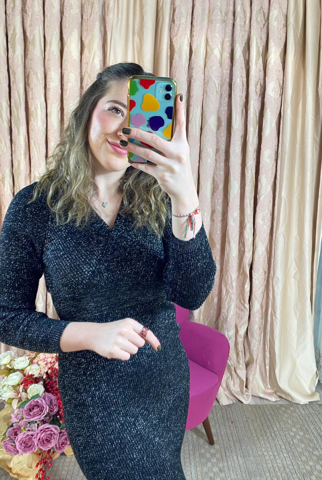 Sim İp Detaylı Triko Elbise
