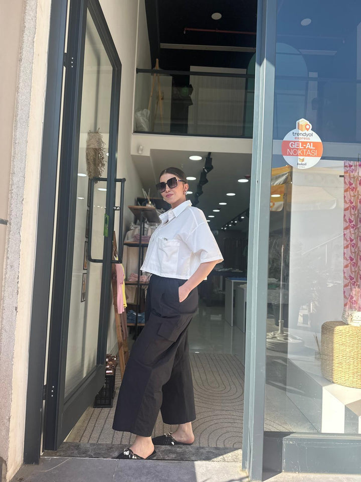 Stoper Detaylı Beyaz Gömlek