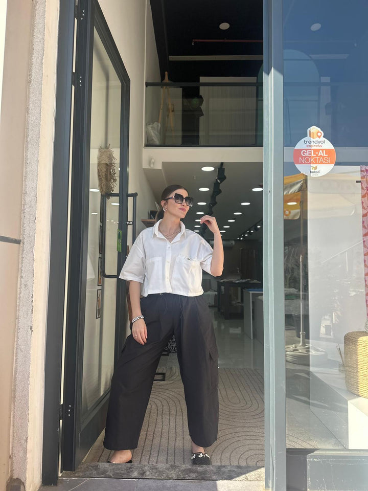 Stoper Detaylı Beyaz Gömlek