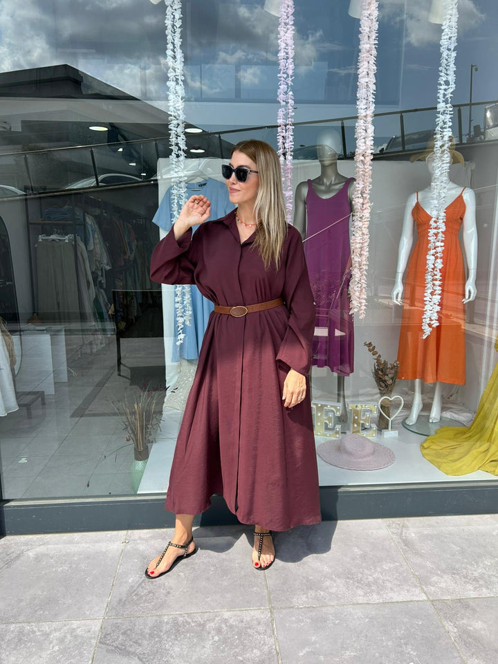TENCEL KUMAŞ KEMERLİ ELBİSE