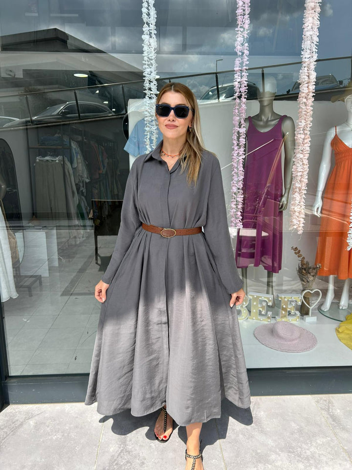 TENCEL KUMAŞ KEMERLİ ELBİSE