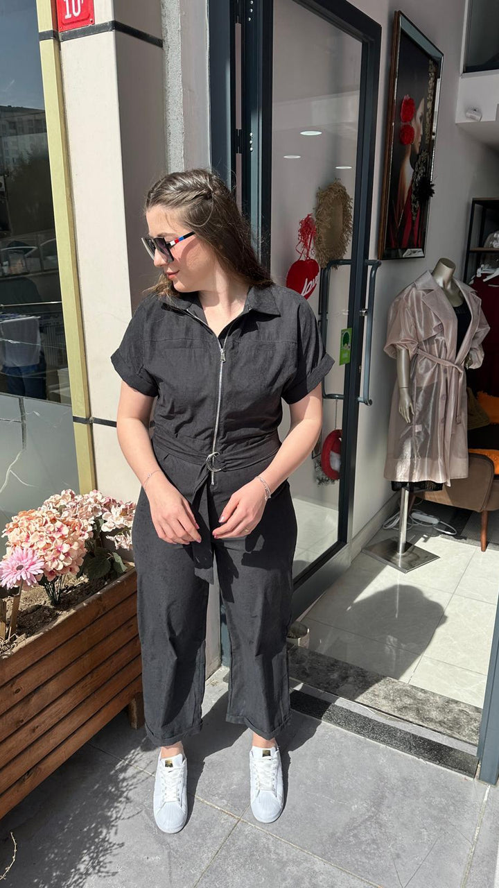 TENCEL KUMAŞ SPOR SİYAH TULUM