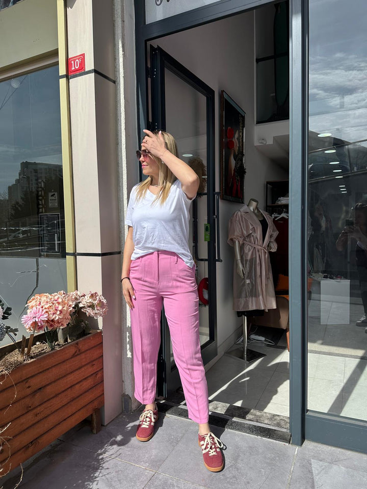 Tencel Kumaş Yüksek Bel Pantolon