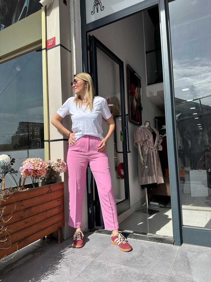Tencel Kumaş Yüksek Bel Pantolon