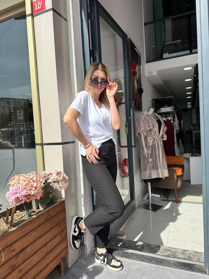 Tencel Kumaş Yüksek Bel Pantolon