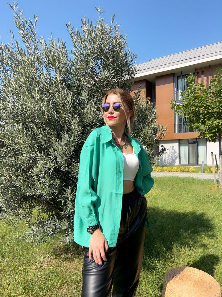 Yeşil Tencel Gömlek
